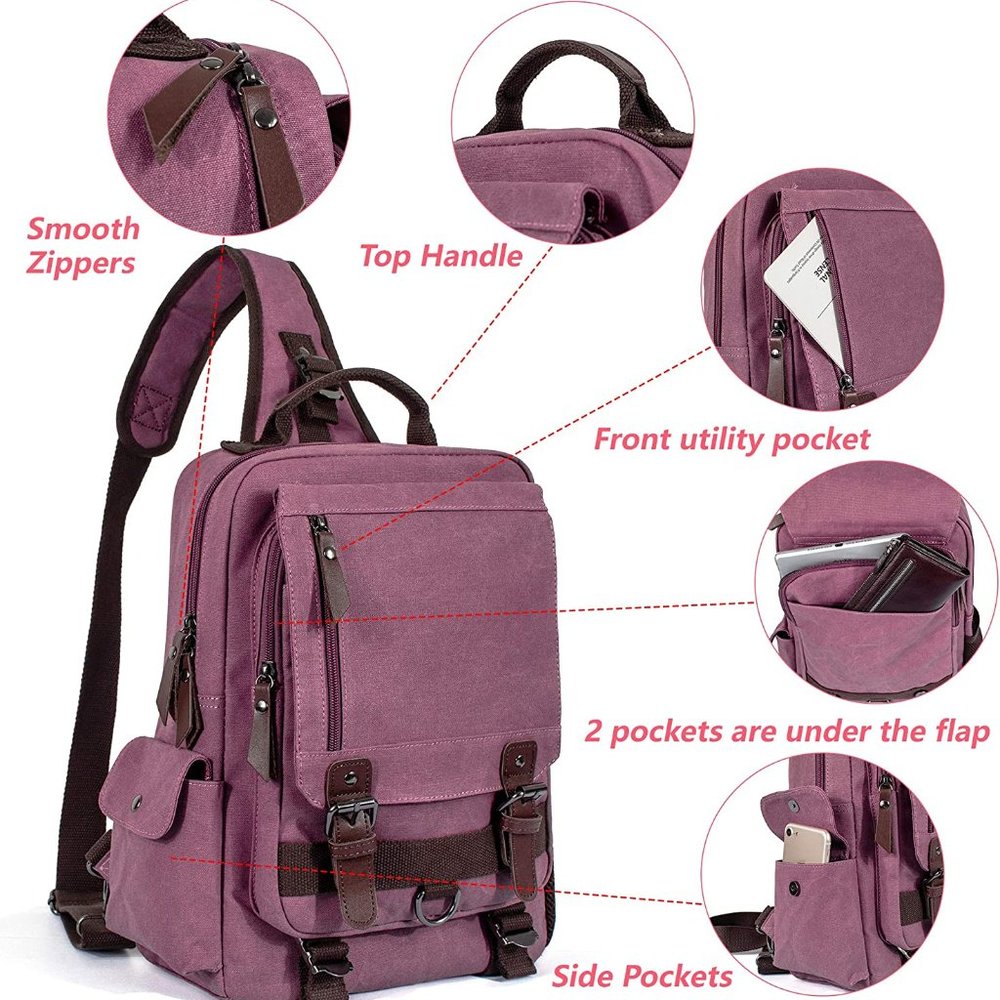 Unisex Waxed Canvas Messenger Sling Bag
